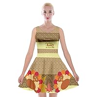PattyCandy Womens Vintage Christmas Thanksgiving & Unicorns Theme Drapey Flared Soft Velvet Skater Dress,XS-5XL