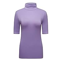 OThread & Co. Women's Half Sleeve Turtleneck T-Shirt Basic Stretch Layer Comfy High Neck Top