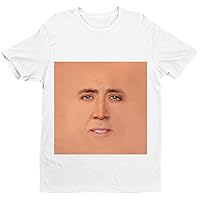 Nicolas Cage Face Meme Funny T-Shirt for Men and Women, Casual fit Street wear Outfit White