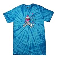 Cancer Awareness T-Shirt Sock It to Cancer Monkey Cute Fund Raising Support Breast Raise Unisex Tee Shirt -Bluetiedye-XXL