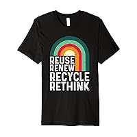 Recycle Reuse Renew Rethink Earth Day Retro Rainbow Premium T-Shirt