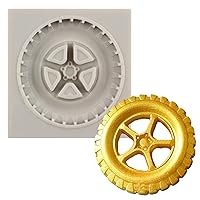 3D Round Tire Fondant Mold Truck Wheel Silicone Mold For Cake Decorating Cupcake Topper Chocolate Gum Paste Polymer Clay Set Of 1
