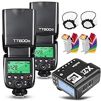 Godox 2X TT600S HSS 2.4G Wireless Master/Slaver Flash Speedlite & Receiver Godox X2T-S Remote Trigger Transmitter Kit Built-in Godox X System Compatible for Sony Cameras