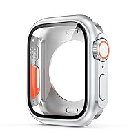 Upgrade to Ultra Watch Case for Apple Watch 44mm 45mm 40mm 41mm Hard PC Front &Rear Bumper Case iwatch Series 8 7 6 5 4 SE Cover (Color : Silver, Size : 40mm)