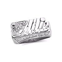 RYLOS Rings For Women Jewelry For Women & Men 14K White Gold or Yellow Gold Personalized Diamond Shiny Name Ring - Unisex Script Style 12MM Special Order, Made to Order Ring