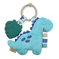 Itzy Pal Infant Toy & Teether; Includes Lovey, Crinkle Sound, Textured Ribbons & Silicone Teether, Dinosaur