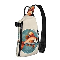 Beautiful Fish Print Crossbody Backpack Casual Adjustable Bag Multifunctional Sling Backpack