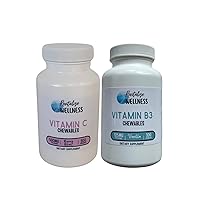 Bundle | Vitamin C Chewables | 500 mg Vitamin C as Ascorbic Acid per Serving | Berry Blast Flavor | & Vitamin B3 Chewables | 125 mg Vitamin B3 per Serving | Vanilla Flavor