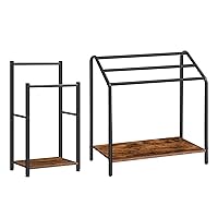 Freestanding Towel-Rack, Blanket Rack Stand for Living Room, Blanket Ladder Holder with Shelf, Quilt Rack, Industrial Drying and Display Rack, Bathroom, Rustic Brown and Black BF02-80LB01