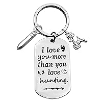 Hunter Keychain Couple Friendship Gift I Love You More Than You Love Hunting Keyring Hunting Lover Gift for Men Birthday Gift Boyfriend Husband Fiance Gift Valentines Day Christmas Keychain Gift