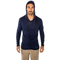 Claudio Milano Men's 100% Jersey Linen Long Sleeve Hoodie Tshirt