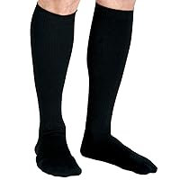 CURAD Knee High Compression Socks, 8-15 mmHg, Black, Size C (L) for Varicose Veins & Edema Relief