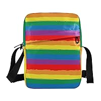 Rainbow Stripes Messenger Bag for Women Men Crossbody Shoulder Bag Satchel Bag Crossbody Shoulder Handbag with Adjustable Strap for Travel Workout