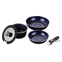 Pearl Metal Luxpan HB-2444 Blue Diamond Coat Induction Compatible Cookware Set of 5
