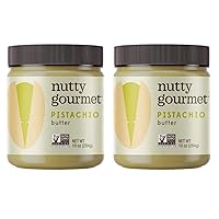 Nutty Gourmet Pistachio Nut Butter Spread - Pistachio Paste - No Added Sugar - All Natural - Peanut Free - Vegan - California Grown Pistachios - Keto Snack - Gluten Free (10oz, 2 Pack)