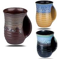 Hand Warmer Mugs Set of 3,16 Ounce Large Hand Warming Mugs Ceramic Gift for Christmas with Contoured Pocket, Keep Your Fingers Warmth