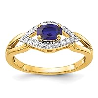 14k Gold Lab Grown Diamond and Created Sapphire Ring Size 7.00 Jewelry for Women