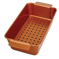Non-Stick Meatloaf Pan 2-Piece Healthy Meatloaf Pan Set Copper Coating With Removable Tray Drains Grease