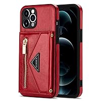 Aikukiki Case for iPhone 14,Zipper Wallet Case with Card Holder Leather PU Flip Detachable Adjustable Lanyard Strap Women Girl Kickstand Protective Cover Case for iPhone 14 6.1