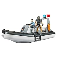 Bruder 62733 bworld Police Boat with Rotating Beacon Light, 2 Figures and Accessories