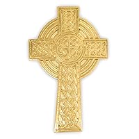 PinMart's Gold Plated Christian High Cross Religious Lapel Pin