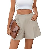 Dokotoo Womens Wide Leg Elastic High Waisted Shorts Summer Casual A Line Short with Pockets