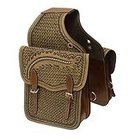 Manaal Enterprises Cow Hide Genuine Leather Western Trail Tooling Carving Horse Saddle Bag, Size: 12” L x 11” W x 3” D.