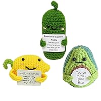 3PCS Cucumber Knitting Doll,Funny Reduce Pressure Toy, Crochet Pickle Ornament for Office Desk,Handmade Emotional Support Pickled Cucumber Gift