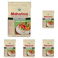 Mahatma Organic White Rice, 32-Ounce Bag of Rice, Stovetop or Microwave Rice in 20 Minutes (Pack of 5)