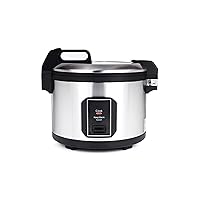 Commercial Stainless Steel Rice Cooker - Professional 64 Cup Cooked (32 Cup Uncooked) Rice Maker Cooker With Non Stick Pot & Hinged Lid - Includes a Rice Measuring Cup & Rice Scoop