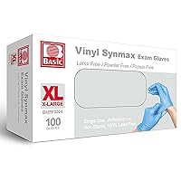 Basic Medical Synmax Vinyl Exam Gloves - Latex-Free & Powder-Free - X-Large, BMPF-3004 Blue Box of 100
