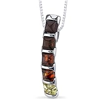 PEORA Genuine Baltic Multicolor Five Stone Amber Pendant Necklace, Earrings and Bracelet for Women in Sterling Silver