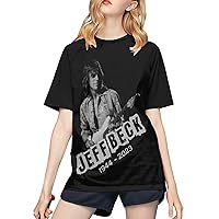 Jeff Beck Baseball T Shirt Woman's Fashion Tee Summer Round Neckline Short Sleeves Tops Black