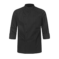 Chef Jacket for Men Chef Shirt Short/Long Sleeve Chef Uniform Kitchen Cooking Work Uniforms Loose Fit BlackK Medium