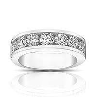 1.75 Ct Round Cut Diamond Wedding Band Ring in 14 kt White Gold in Platinum