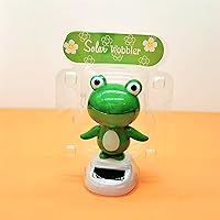 Solar Powered Dancing Frog Cute Green Frog Shaking Head Figure Animal Solar Dancing Figurines Toys Ornament for Home Car Dashboard Decoration