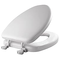 Mayfair 1815EC 000 Padded Toilet Seat that will Never Loosen, Easily Removes for Cleaning, Elongated, White