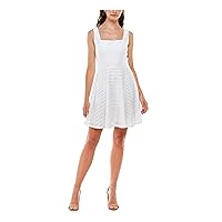 JUMP APPAREL Womens Stretch Zippered Textured Lined Bra Cups Sleeveless Square Neck Above The Knee Party Fit + Flare Dress