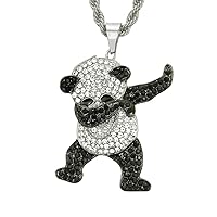 LUREME Unisex Iced Out Full Diamond Panda Pendant Necklace Hip Hop Necklace (nl006240)