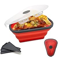 The Perfect Pizza Slice Storage Container - Reusable Pizza Storage Container - Adjustable Pizza Slice Container to Organize & Save Space - Microwave Dishwasher Safe (red)