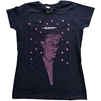 David Bowie Ladies T-Shirt: Dots - X-Small - Blue - Ladies