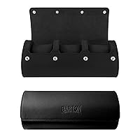 Mens Black Leather Watch Roll Case for Travel & Storage - 3-Watch Case to Securely Organize Your Watches at Home and on the Go