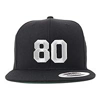 Trendy Apparel Shop Number 80 White Thread Embroidered Flat Bill Snapback Baseball Cap