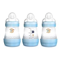 MAM Easy Start Anti Colic Baby Bottle, Easy Switch Between Breast and Bottle, Reduces Air Bubbles, 3 Pack, Newborn, Boy