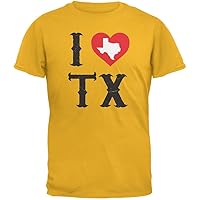 Old Glory I Heart TX Gold Adult T-Shirt - X-Large