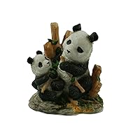 Mother and Baby Panda Eating Bamboo
