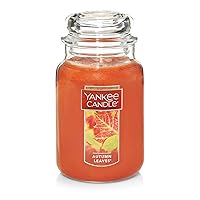 Yankee Candle Autumn Leaves Scented, Classic 22oz Large Jar Single Wick Aromatherapy Candle, Over 110 Hours of Burn Time, Apothecary Jar Fall Candle, Autumn Candle Scented for Home