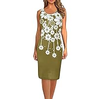 Long Summer Dresses for Women 2024 Sexy,Summer Womens Printed Slim Dress Sleeveless Sling Round Neck Dress Long