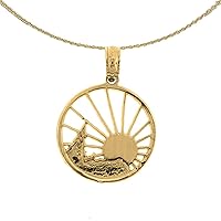 Jewels Obsession Silver Sun | 14K Yellow Gold-plated 925 Silver Sun, Scenery Pendant with 18