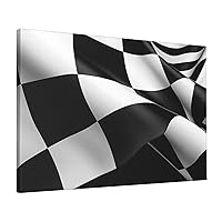 KHiry Wall Art Canvas Painting Posters Decorative for Living Room Black White Formula Checkered Flags Pattern Aesthetic Canvas Posters Unframed to Hang for Bedroom Bathroom 16 x 24 inch